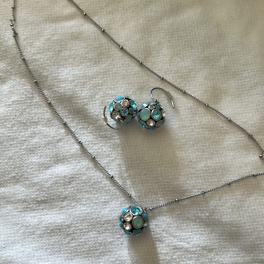 FOSSIL Blue Bling Necklace & Earrings